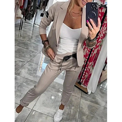 Casual Solid Two-Piece Suit