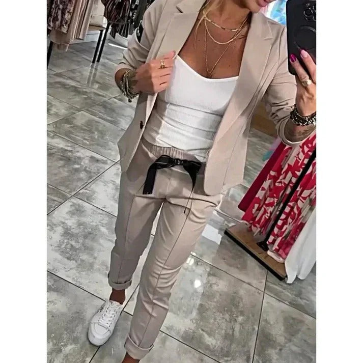 Casual Solid Two-Piece Suit