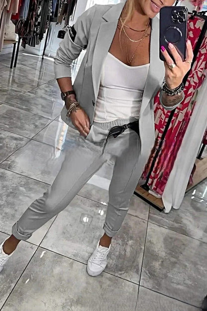 Casual Solid Two-Piece Suit